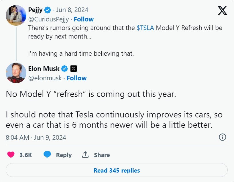 tesla model y juniper elon musk tweet